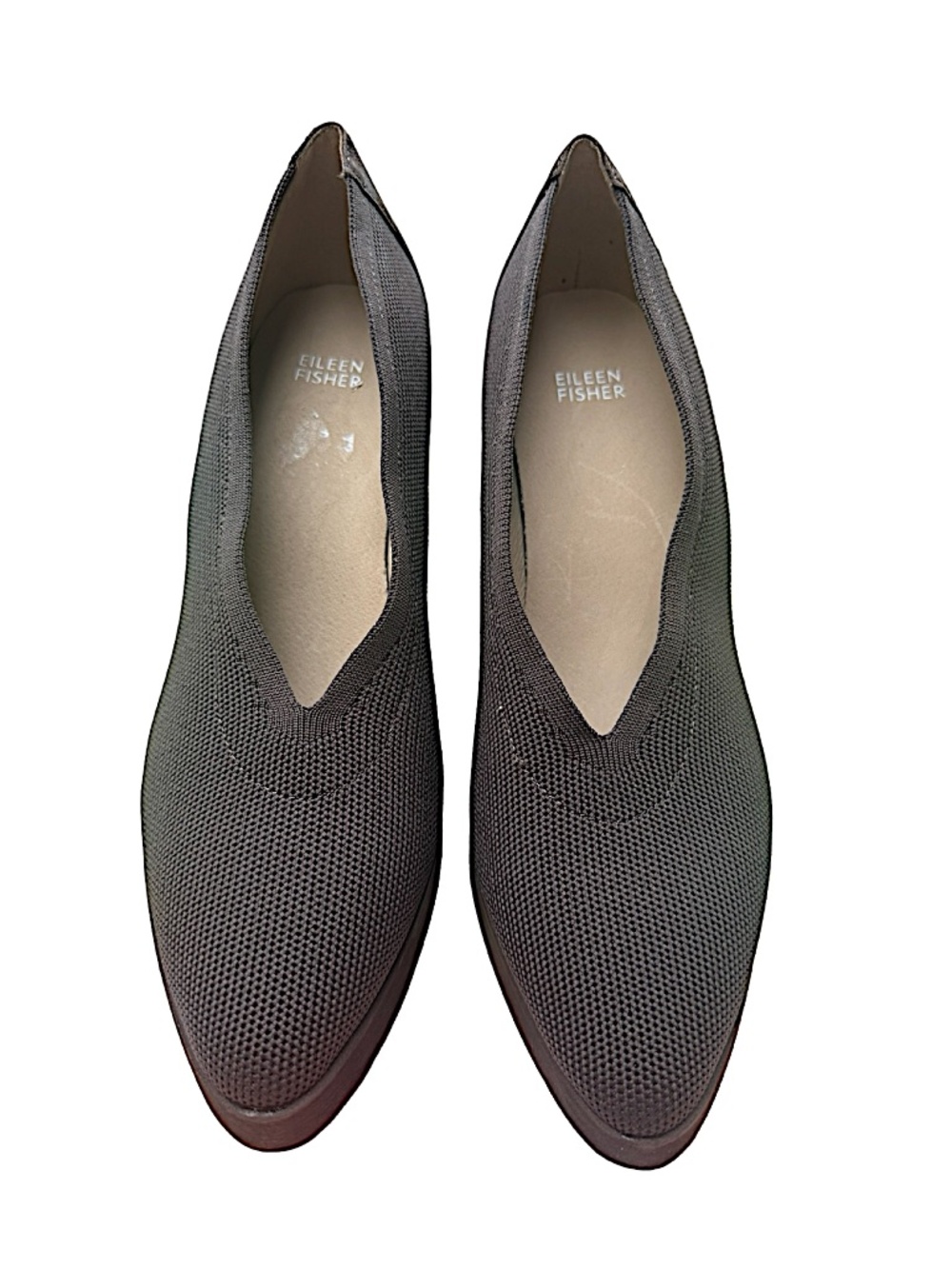 EILEEN FISHER Signy Knit Brown Pumps Shoes Size 10M Slip On Stretch Block Heel